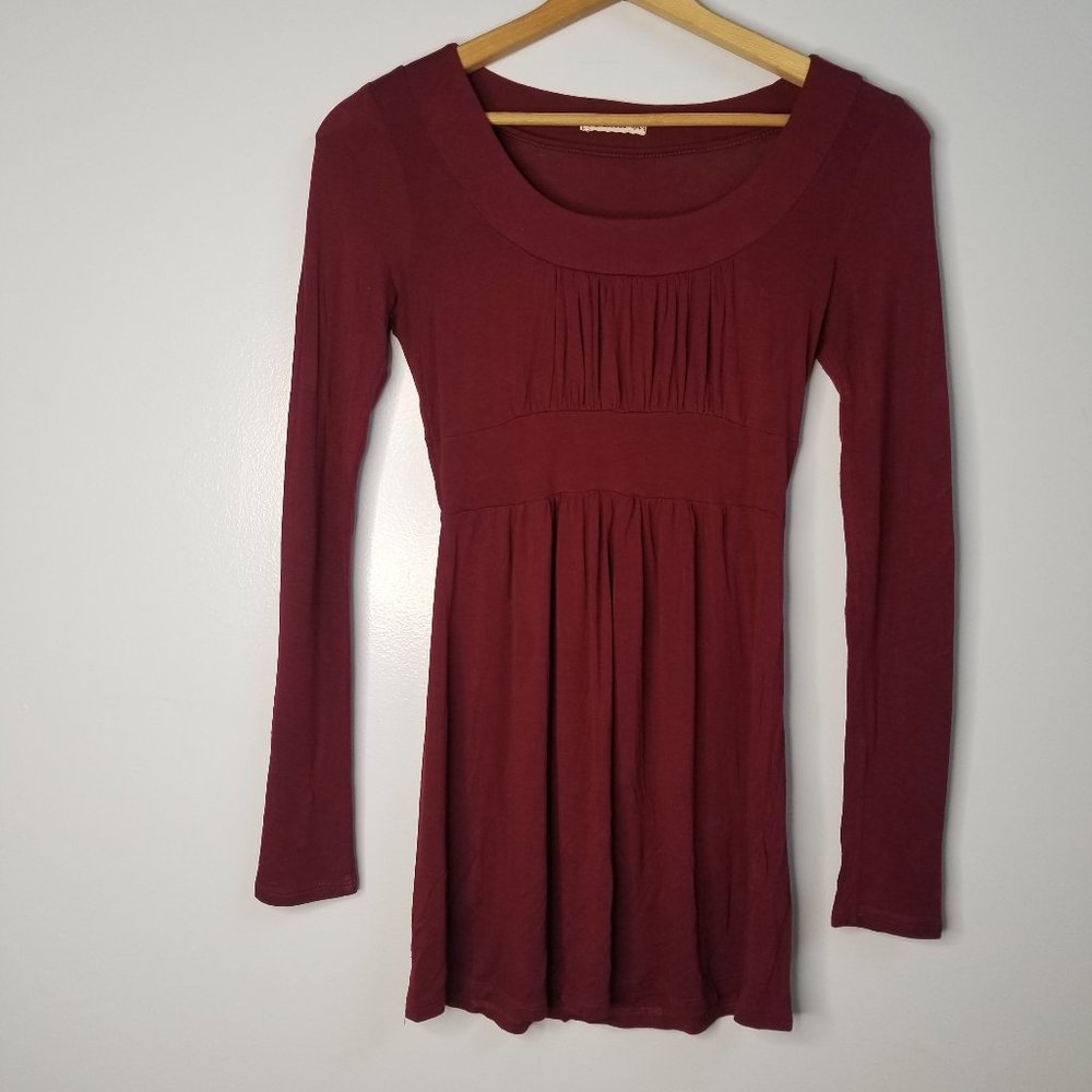 Long Sleeve Burgundy Mini Dress or Tunic